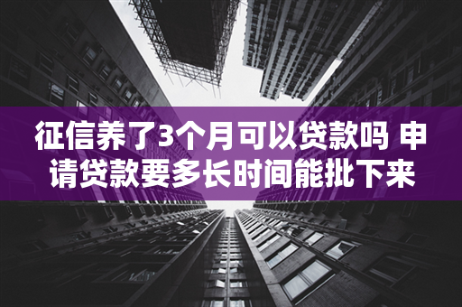 征信养了3个月可以贷款吗 申请贷款要多长时间能批下来