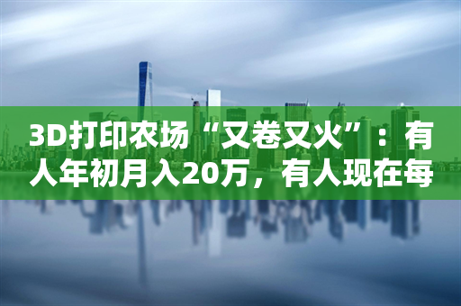 3D打印农场“又卷又火”：有人年初月入20万，有人现在每个月都在亏