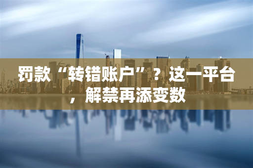 罚款“转错账户”？这一平台，解禁再添变数