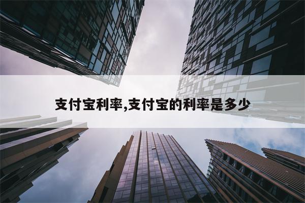 支付宝利率,支付宝的利率是多少